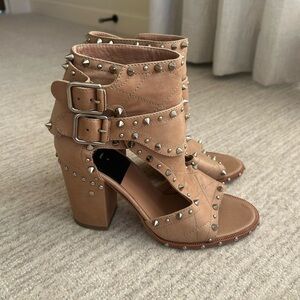 Laurence Dacade Studded Beige Block Heels